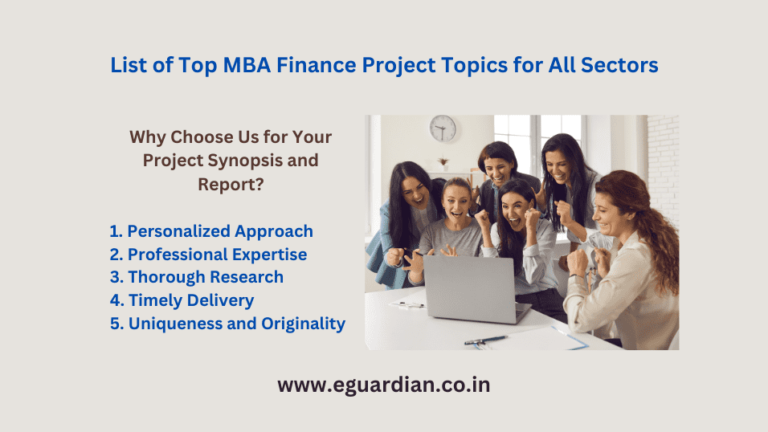 List of Top MBA Finance Project topics for all sector Pdf 2024